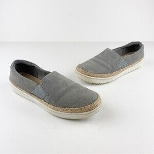 Clarks Marie Suede Round Toe Espadrille Slip On Classic Loafers Gray Size 8